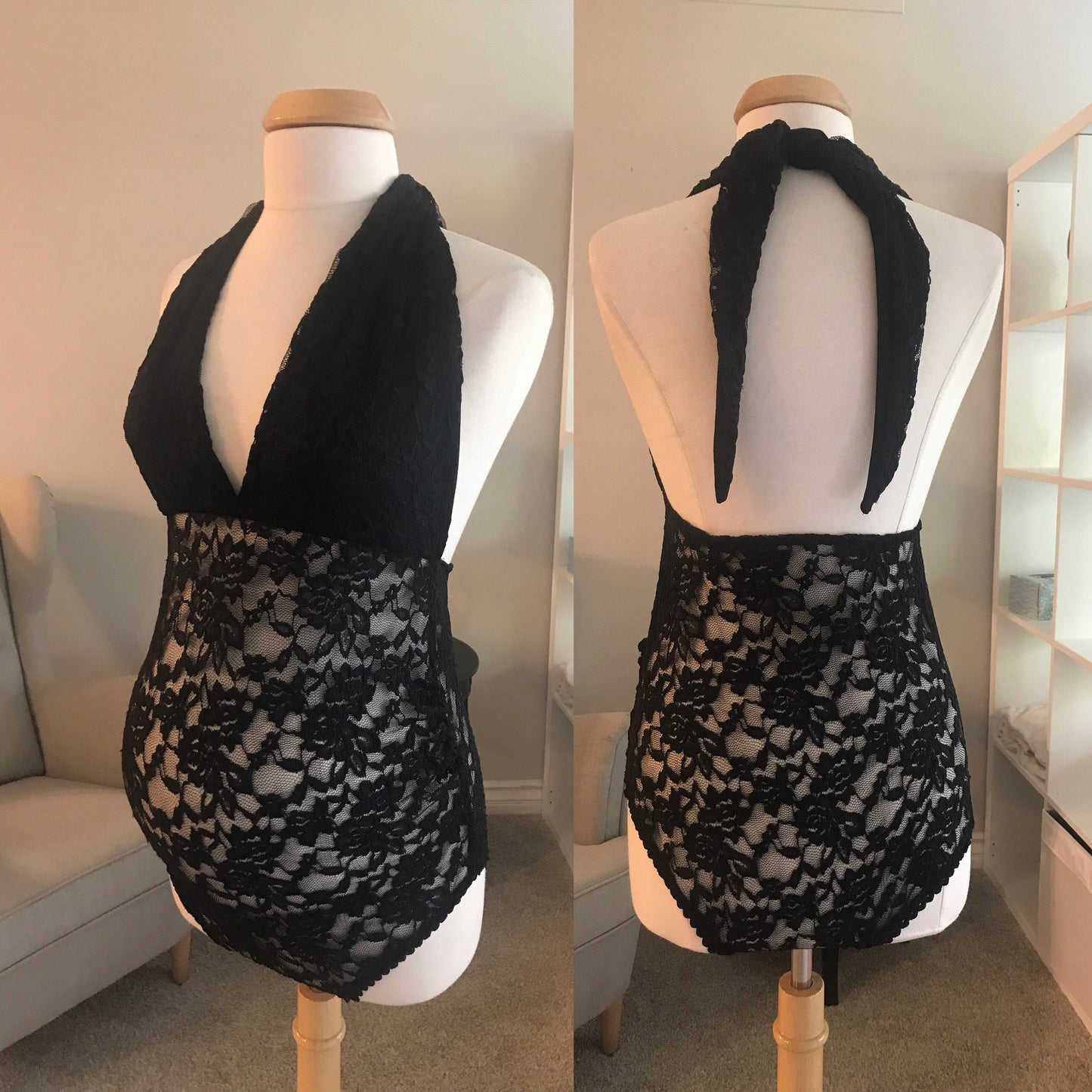 Robe de maternité en dentelle, nouveau Style, Lingerie Sexy, col suspendu, dos nu, dos nu