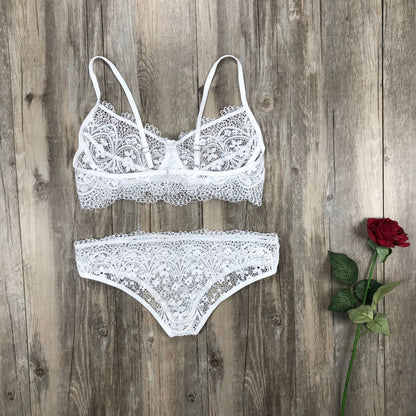 Ensemble de lingerie en dentelle de cils de couleur pure explosive
