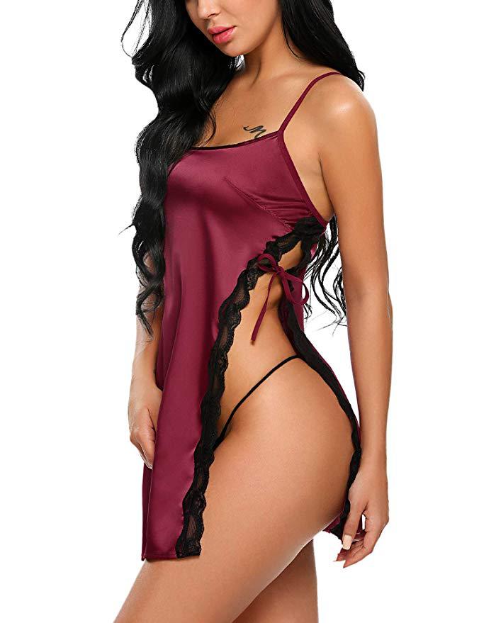 camisón de lencería sexy de seda 