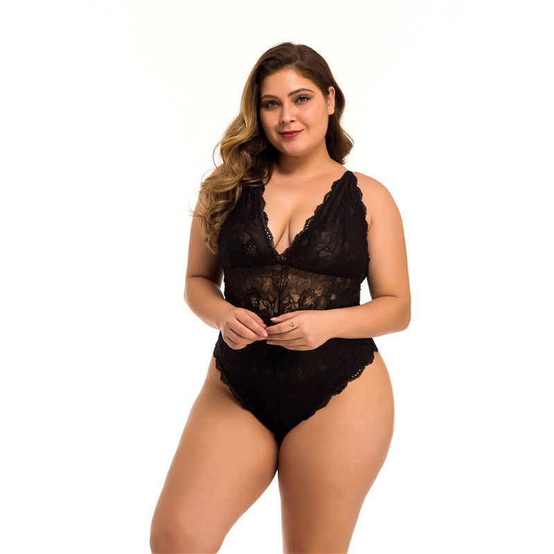 Lingerie sexy en maille de dentelle de grande taille