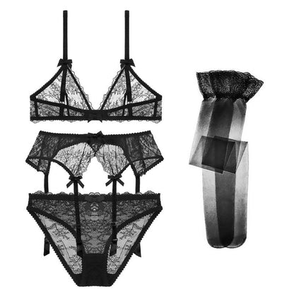 Conjunto de lencería con copa triangular francesa para mujer