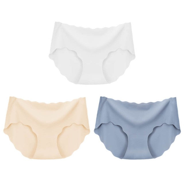 3 piezas de ropa interior sin costuras de seda para mujer, bragas, lencería Sexy