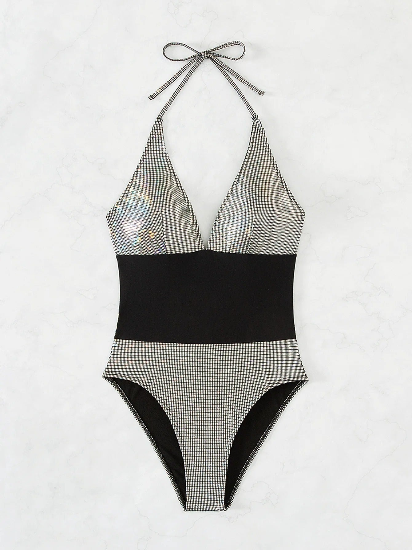 Silver Shiny Sexy One Piece Swimsuit