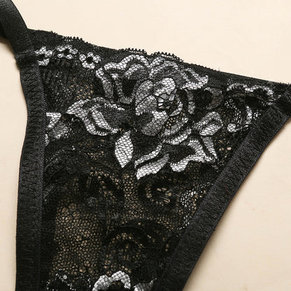 Conjunto de lencería sexy para mujer con encaje y flores