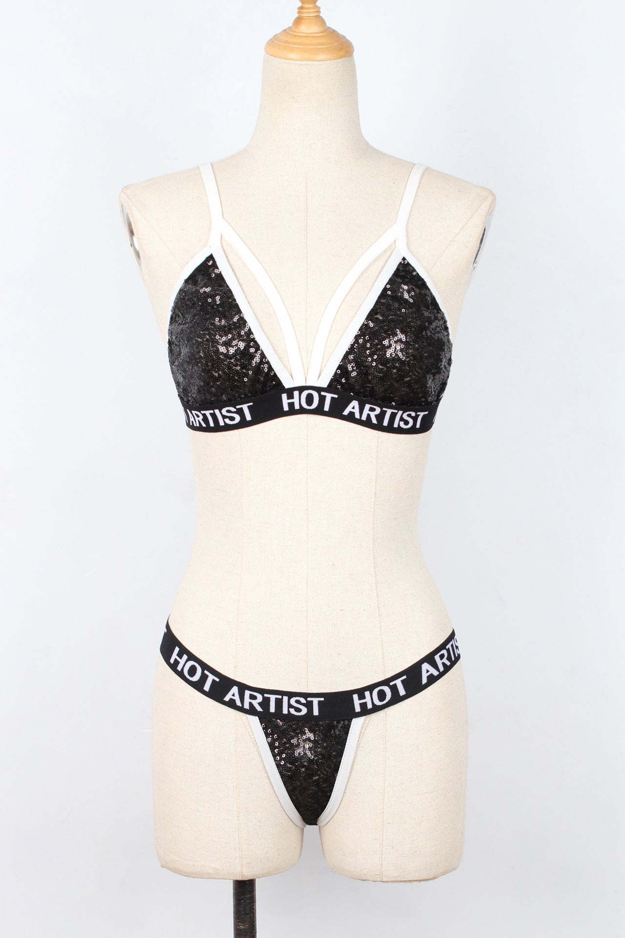 Conjunto de bikini de lencería con lentejuelas a la moda para mujer