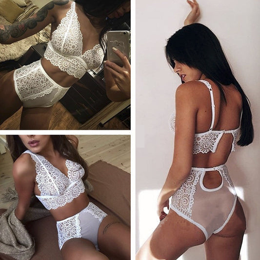 Ensemble de sous-vêtements deux pièces fendus en fil de soie, sexy, Europe et états-unis