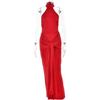 Round Neck Tied Dress Female Temperament Hot Girl