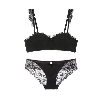 Ensemble soutien-gorge froncé en dentelle sexy