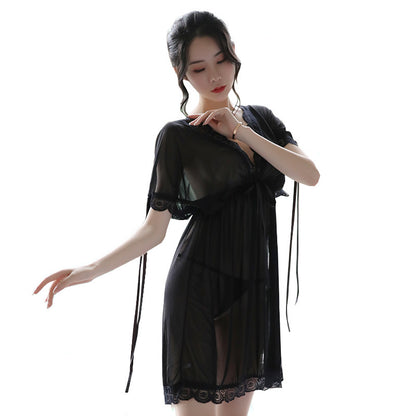 Nuisette Sexy col en v femme dos nu vêtements de nuit chemises de nuit en soie robe de nuit vêtements de nuit chemise de nuit vêtements de nuit été Lingerie Sexy