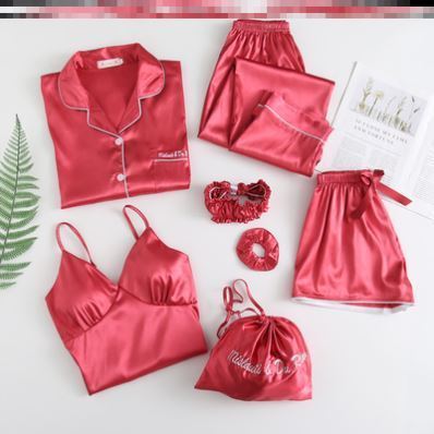Ensemble sexy sept pièces en soie glacée