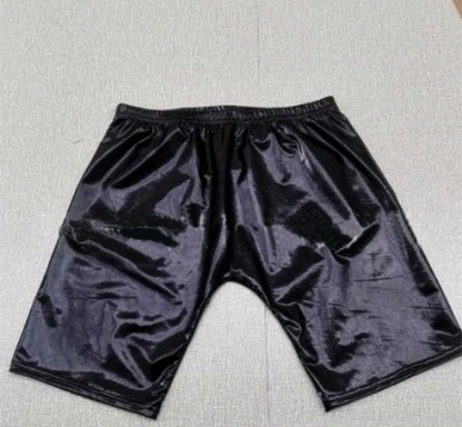 Sexy lingerie men's patent leather tight shorts nightclub show suit men's shorts