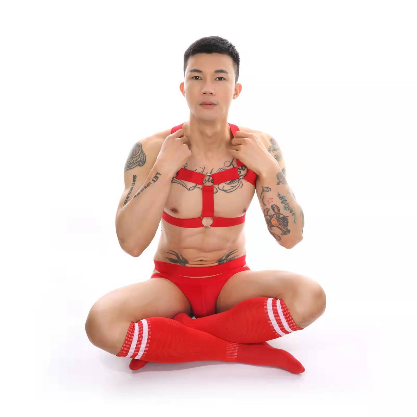 Boys Nightclub Bar Clothes Chest Strap Stockings Performance Set