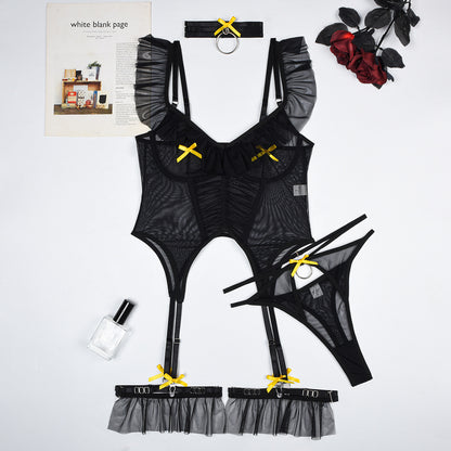 Ensembles de lingerie sexy pour filles en maille 4 pièces de haute qualité