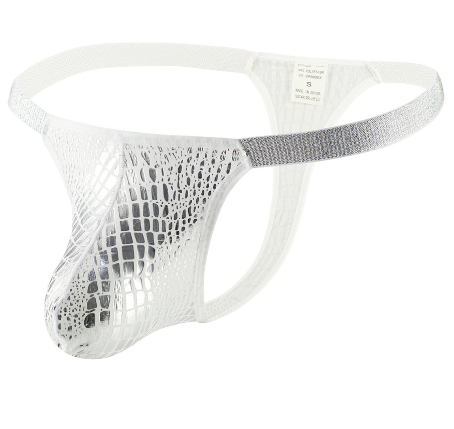 Sous-vêtements pour hommes motif Crocodile brillant, grand sac convexe en U, dos en T respirant