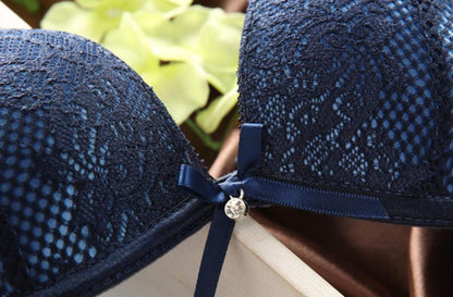 Ensemble de soutien-gorge sexy en dentelle fine, décolleté en V profond, rétro, couleur unie