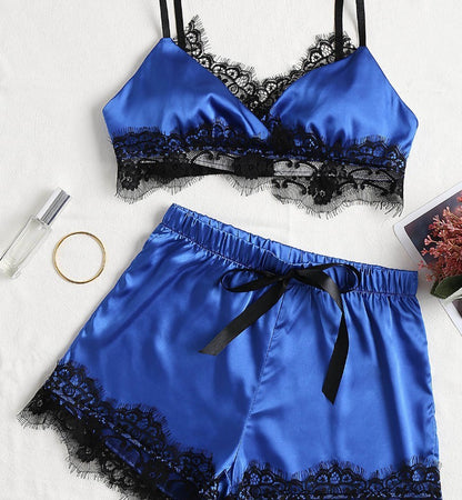 Sexy lace split pajamas set