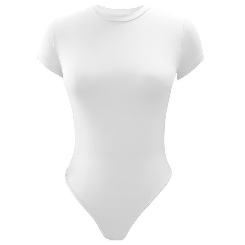 Combinaison moulante Sexy à manches courtes, body d'été de couleur unie, vêtements pour femmes