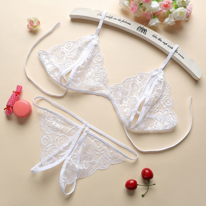 Conjunto de lencería de tul de encaje sexy para mujer