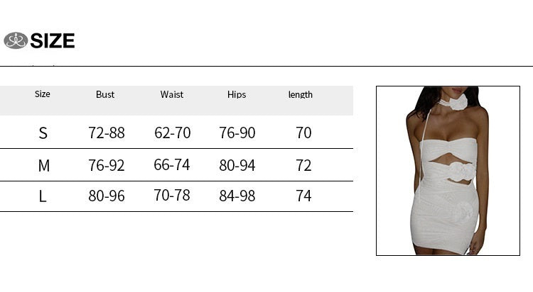 Hot Girl Slim-fit Pure Style Slim Fit Skirt Three-dimensional Flower Cutout Tube Top Dress