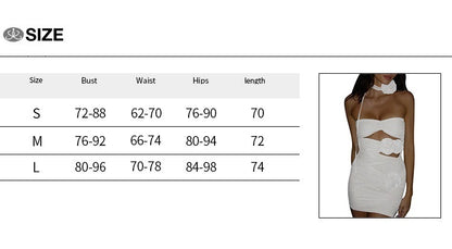 Hot Girl Slim-fit Pure Style Slim Fit Skirt Three-dimensional Flower Cutout Tube Top Dress