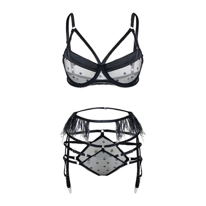 Lingerie sexy en maille à pois