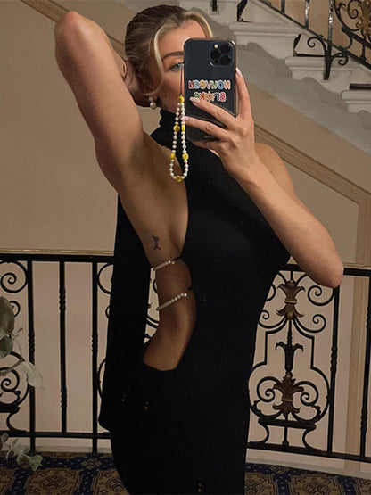 Hot Girl With Big Backless And Thin Temperament Dress Girl