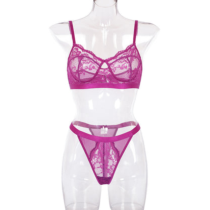 Conjunto de lencería sexy de encaje sin aro de acero.