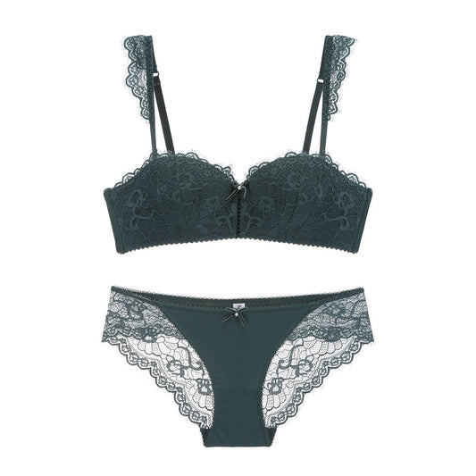 Ensemble soutien-gorge froncé en dentelle sexy