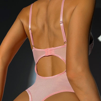 Nuevo Lencería sexy transparente sin espalda de encaje Love que moldea el cuerpo