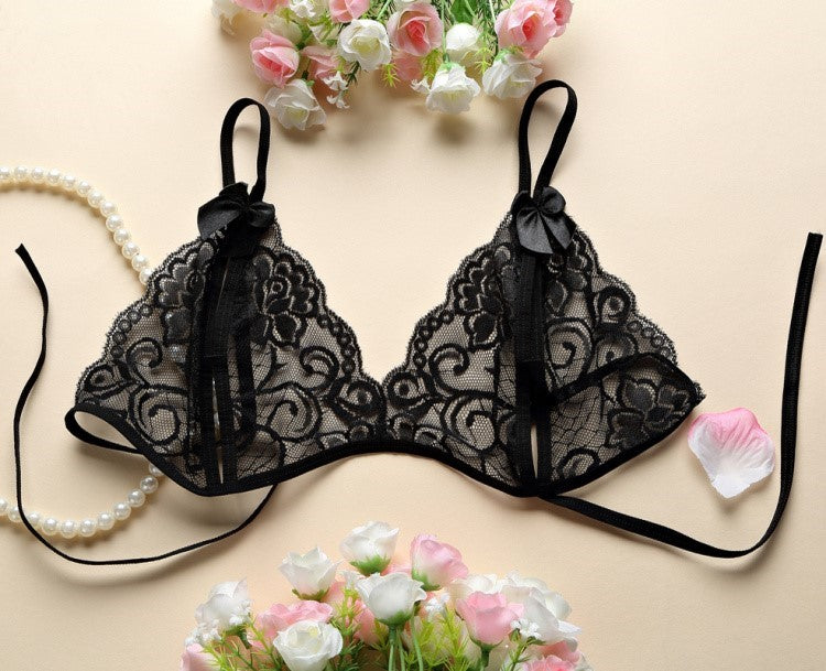 Conjunto de lencería de tul de encaje sexy para mujer