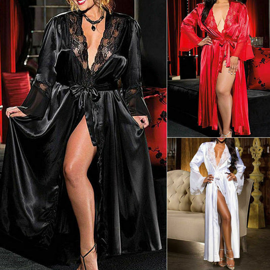 Peignoir de lingerie sexy pour femmes, robe brillante de grands chantiers