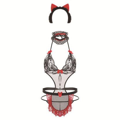 Sexy lingerie one-piece suit 4-piece set