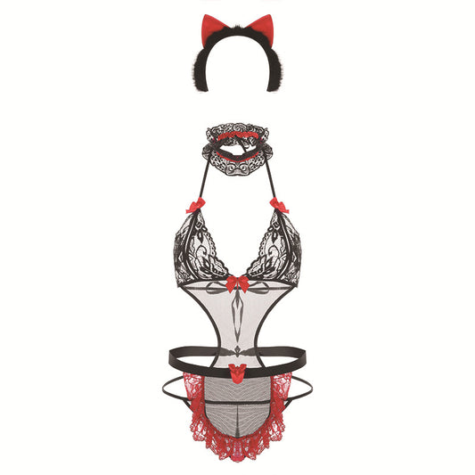 Sexy lingerie one-piece suit 4-piece set