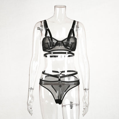 Conjunto de lencería sexy para club nocturno con perspectiva de hilo rojo de estación europea Ins Net