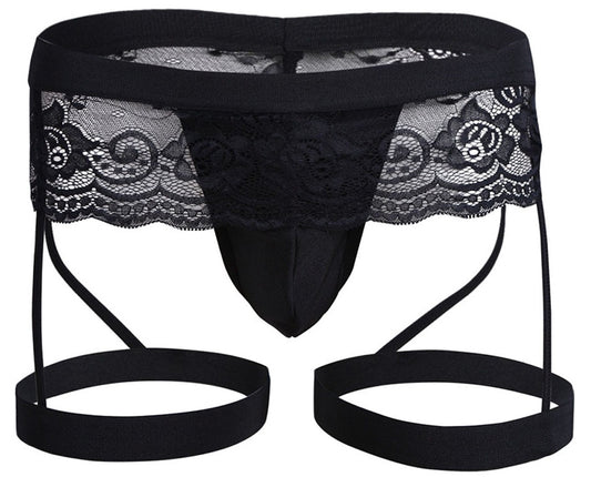 Sous-vêtements culottes à trois points en dentelle pour hommes