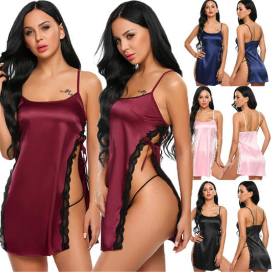 camisón de lencería sexy de seda 