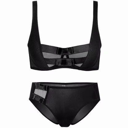 Ensemble de soutien-gorge sexy en coton fin à gros nœud, Europe et amérique