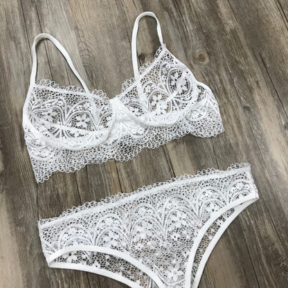 Ensemble de lingerie en dentelle de cils de couleur pure explosive