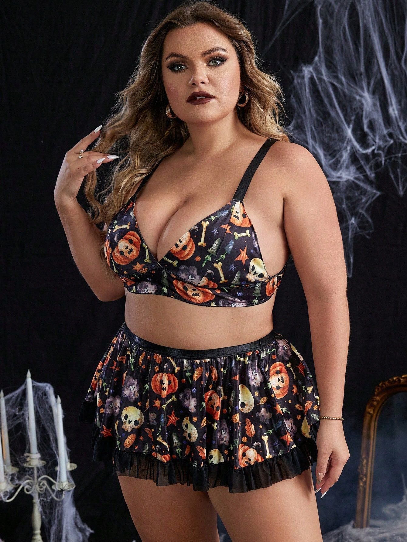 Ropa interior para niñas regordetas, disfraz de sirvienta de Halloween, uniforme, tentación divertida, lencería de gran tamaño para mujeres