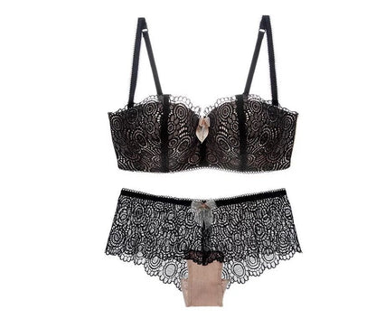 Soutien-gorge Sexy en dentelle sans acier pour femmes, ensemble de sous-vêtements, bandoulière amovible, section fine 