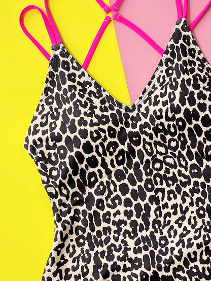 European And American Sexy Leopard Print Swimsuit Suit