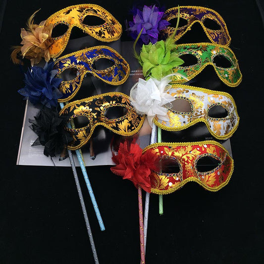 Female Side Flower Half Face Chinese Style Mysterious Temperament Holding Mask