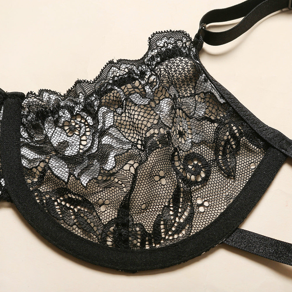 Conjunto de lencería sexy para mujer con encaje y flores