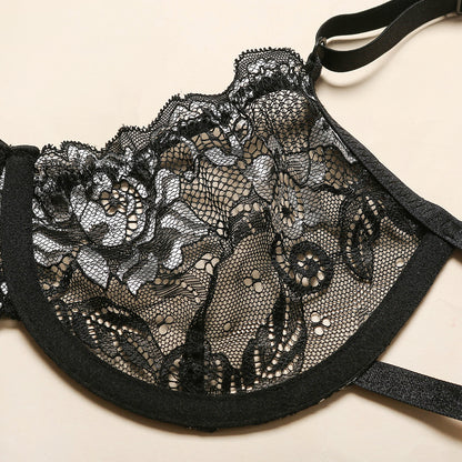 Conjunto de lencería sexy para mujer con encaje y flores