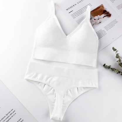 Conjunto de sujetador y braguitas para mujer, conjunto de Sujetador deportivo con realce, Tanga Sexy sin costuras, sujetador para actividad, Tanga, lencería, Top corto de Fitness, ropa interior