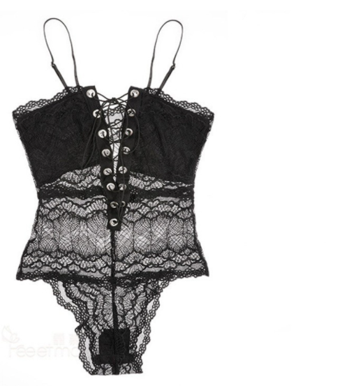 Lingerie Lace Temptation  File Hollow Jumpsuit