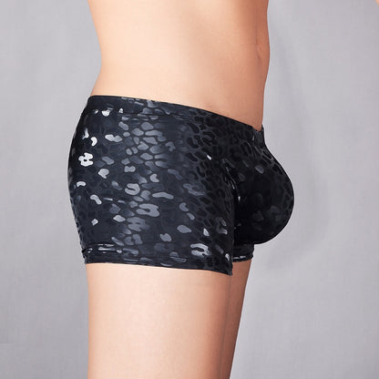 Pu Artificial Leather Snake Leopard Print Three-dimensional Sexy Comfortable Boxer Briefs