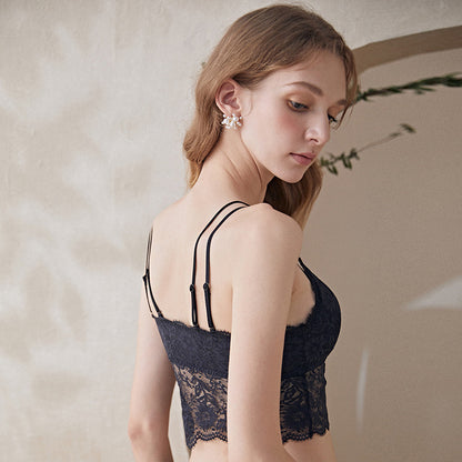 Soutien-gorge Push Up en dentelle pour femmes, dos nu, sans anneaux en acier, Lingerie à bretelles