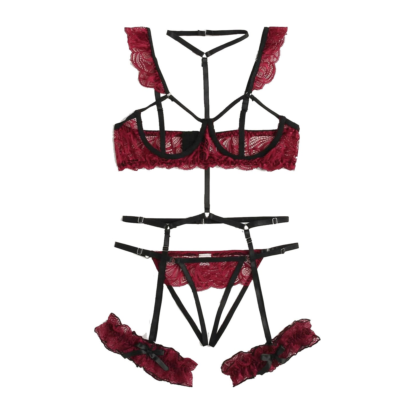 Soutien-gorge bonnets lingerie sans entrejambe avec jarretière