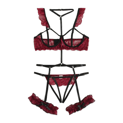 Soutien-gorge bonnets lingerie sans entrejambe avec jarretière